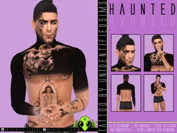 Sims 4 knee tattoo CC Haunted Tattoo by UNIDENTIFIEDSIMS
