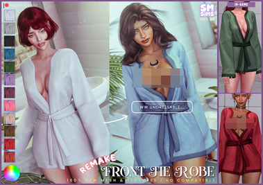 Sims 4 aesthetic clothing CC HONEY | Front Tie Robe REMAKE (UPDATED 1/2) by SMSims