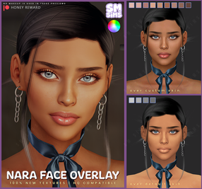 Sims 4 skins CC HONEY | Nara Face Overlay by SMSims