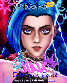 Sims 4 skins CC ⚡JINX League of Legends ⚡ CC Gift Maxis Mix, 1 Face detail (skin overlay) : 3 categories by SensaSims
