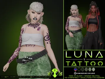 Sims 4 knee tattoo CC Luna Tattoo by UNIDENTIFIEDSIMS