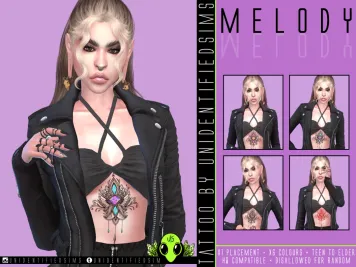 Sims 4 knee tattoo CC Melody Tattoo by UNIDENTIFIEDSIMS