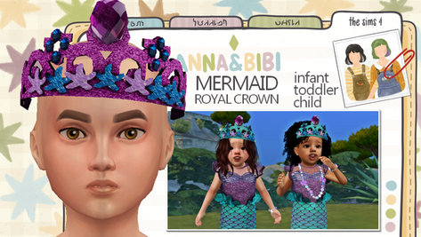 Sims 4 infant CC ‍♀️✨ Mermaid Royal Crown | infant, toddler and child [Anna&Bibi] by Gabriely Cardozo