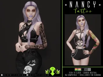 Sims 4 knee tattoo CC Nancy Tattoo by UNIDENTIFIEDSIMS