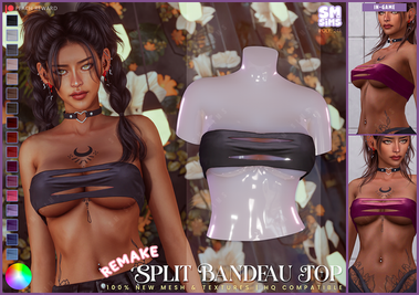 Sims 4 aesthetic clothing CC PEACH | Split Bandeau Top REMAKE by SMSims
