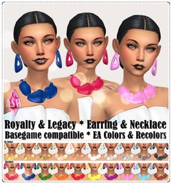Sims 4 royalty CC Royalty & Legacy * Earring & Necklace by ASW