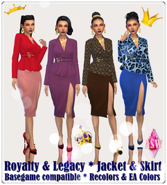 Sims 4 royalty CC Royalty & Legacy * Jacket & Skirt by ASW