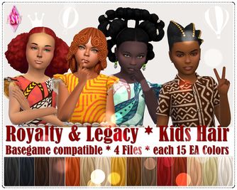 Sims 4 royalty CC Royalty & Legacy * Kids Hair by ASW