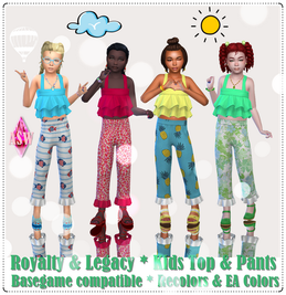 Sims 4 royalty CC Royalty & Legacy * Kids Top & Pants by ASW