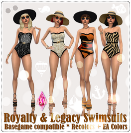 Sims 4 royalty CC Royalty & Legacy Swimsuits by ASW