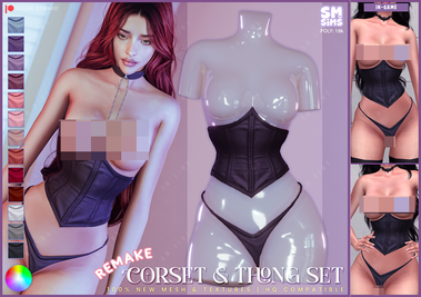 Sims 4 aesthetic clothing CC SUGAR | Corset & Thong Set REMAKE by SMSims
