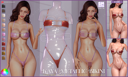 Sims 4 aesthetic clothing CC SUGAR | Kaya Metallic Bikini by SMSims