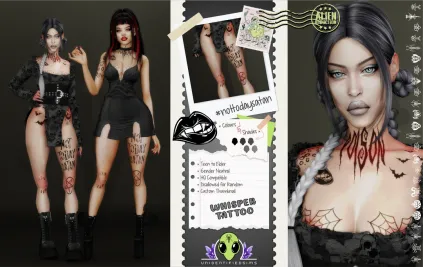 Sims 4 knee tattoo CC Whisper Tattoo by UNIDENTIFIEDSIMS